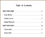 Sample Table of Contents